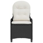 Chaise inclinable vidaXL avec coussin en poly rotin noir
