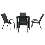 vidaXL Ensemble de salle à manger pour jardin 5 Pièces Noir