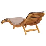 vidaXL Chaise longue avec coussin taupe bois d'acacia solide