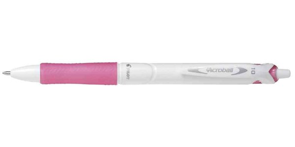 Stylo bille rétractable Grip ACROBALL PURE WHITE 1.0 Trait 0 4 mm Rose PILOT