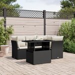 vidaXL Salon de jardin 5 Pièces avec coussins noir résine tressée