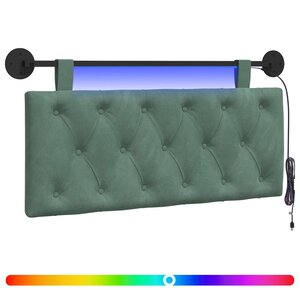 vidaXL Tête de lit suspendue Avec lumière LED Vert Mer Velours