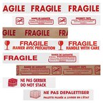 Adhésif pvc industriel imprimé blanc fragile 33 microns raja (lot de 6)