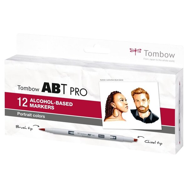 Set de 12 marqueurs base alcool double pointe abt pro couleurs portrait tombow