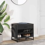 vidaXL Banc à chaussures noir 60x40x53 5 cm bois d'ingénierie et métal