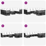 vidaXL Ensemble de canapé de jardin 10 pc Noir polyrotin
