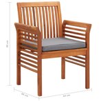 vidaXL Ensemble à manger d'extérieur 7 Pièces et coussins Acacia solide