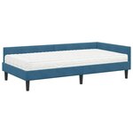 vidaXL Cadre de lit d'angle avec matelas Autre 2 Pièces Bleu Velours