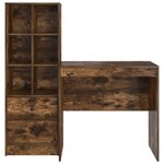 vidaXL Bureau avec tiroir avec étagère avec stockage 2 Pièces Chêne fumé