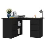vidaXL Bureau d'angle Noir 145x100x76 cm Bois d'ingénierie