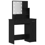 vidaXL Ensemble de table de maquillage LED avec porte 2 Pièces Chêne noir
