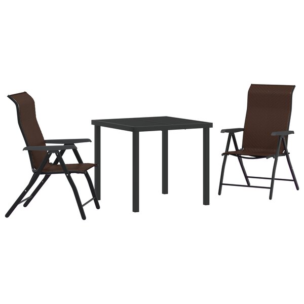 vidaXL Ensemble de salle à manger de jardin 3 pièces en poly rattan marron