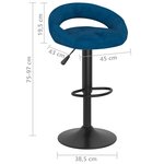 Vidaxl tabourets de bar 2 pcs bleu velours