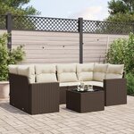 vidaXL Salon de jardin avec coussins 7 Pièces marron résine tressée