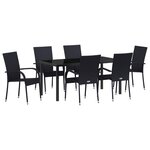 vidaXL Ensemble de salle à manger de jardin de 7 pièces – Poly Rattan Noir