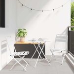 vidaXL Ensemble de Bistro Pliable 3 Pièces en Acier Blanc de