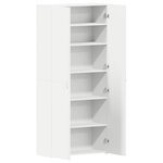 vidaXL Cabinet à chaussures Blanc 80 x 35.5 x 180 cm Bois d'ingénierie