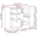 vidaXL Bureau Gris béton Bois d'ingénierie 100 x 40 x 75 cm