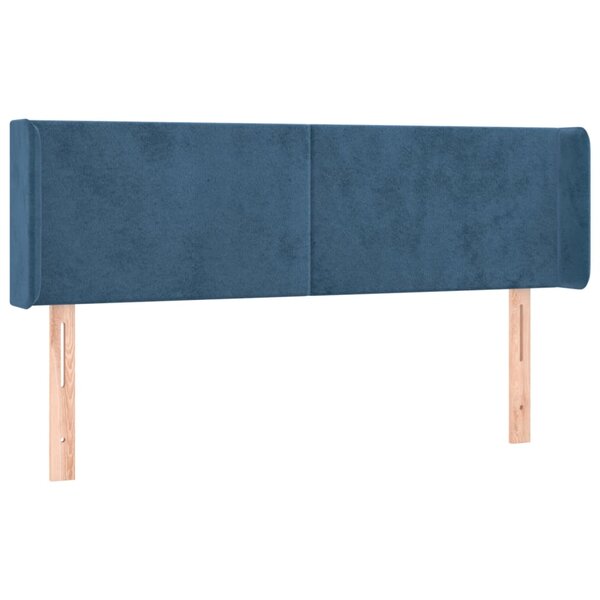 vidaXL Tête de lit avec oreilles Bleu foncé 147x16x78/88 cm Velours