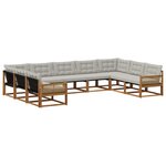 vidaXL Ensemble de canapés d'extérieur 9 Pièces Naturel et gris clair