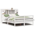 vidaXL Lit bibliothèque sans matelas blanc 150x200 cm bois pin massif