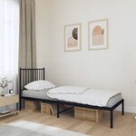 vidaXL Cadre de lit métal avec tête de lit noir 75x190 cm