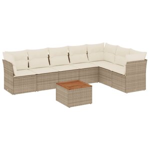 vidaXL Salon de jardin avec coussins 8 Pièces beige résine tressée