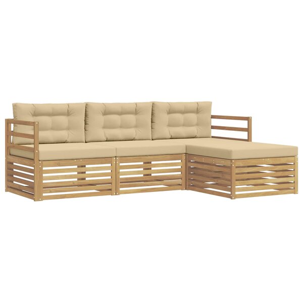 vidaXL Ensemble de canapés d'extérieur 4 Pièces Blanc et Beige Polyester