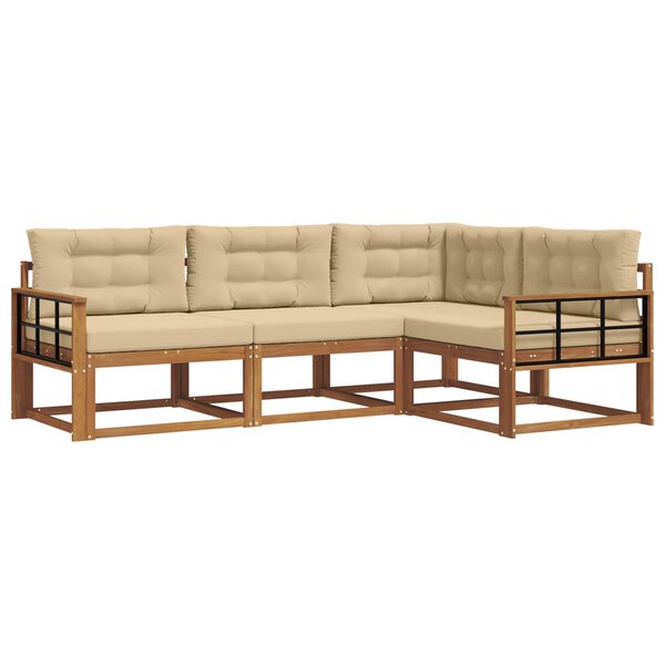vidaXL Ensemble de canapés d'extérieur 4 pc Naturel et Beige