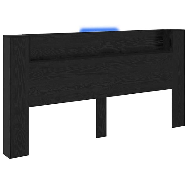 vidaXL Cabinet de Tête de Lit Chêne noir 200 x 15 x 103 5 cm