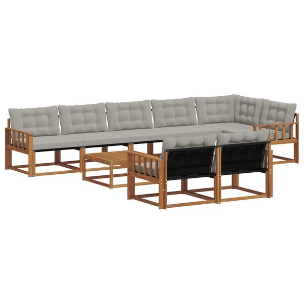 vidaXL Ensemble de canapés d'extérieur 9 Pièces Gris Naturel et Clair