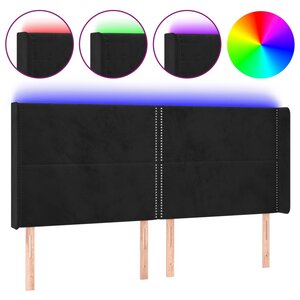 vidaXL Tête de lit à LED Noir 183x16x118/128 cm Velours