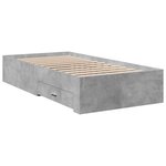 vidaXL Cadre de lit avec tiroirs sans matelas gris béton 90x200 cm