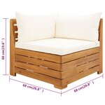 vidaXL Salon de jardin 2 Pièces avec coussins bois d'acacia solide