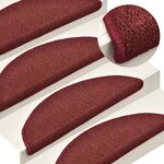 vidaXL Tapis d'escalier 30 pièces 56 x 17 x 3 cm Bordeaux Demi-rond