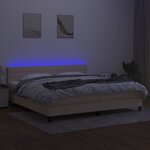 vidaXL Sommier à lattes de lit et matelas et LED Crème 200x200cm Tissu