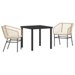 vidaXL Ensemble de salle à manger pour jardin 3 Pièces Marron polyrotin