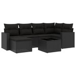 vidaXL Salon de jardin 7 Pièces avec coussins noir résine tressée
