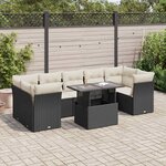 vidaXL Salon de jardin 8 Pièces avec coussins noir résine tressée
