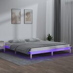 vidaXL Cadre de lit à LED blanc 135x190 cm double bois massif