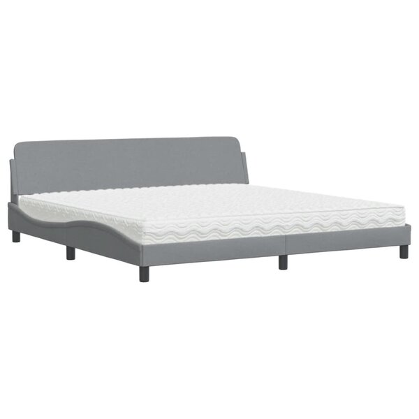 vidaXL Lit avec matelas gris clair 200x200 cm tissu