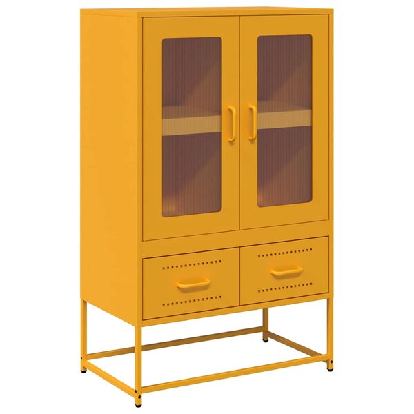 vidaXL Buffet haut jaune moutarde 68x39x111 5 cm acier