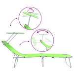 vidaXL Chaises Longues Pliantes 2 Pièces avec Auvent Vert Tissu Oxford 600D