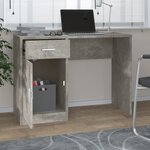 vidaXL Bureau avec tiroir et armoire Gris béton 100x40x73 cm