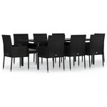 vidaXL Ensemble à manger jardin 9Pièces et coussins noir résine tressée