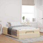vidaXL Cadre de lit avec matelas avec matelas 2 Pièces Crème tissu