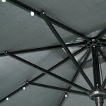 Parasol lumineux rectangulaire inclinable dim. 2 68L x 2 05l x 2 48H m parasol LED solaire métal polyester haute densité gris