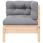 vidaXL Salon de jardin 3 Pièces avec coussins gris Bois de pin massif