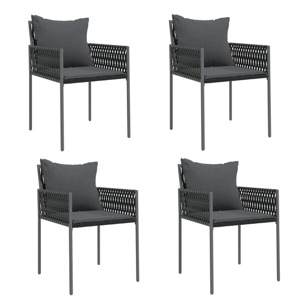 vidaXL Chaises de jardin avec coussins lot de 4 noir 54x61x83 cm rotin