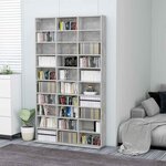 vidaXL Armoire à CD Gris béton 102x23x177 5 cm Bois d'ingénierie